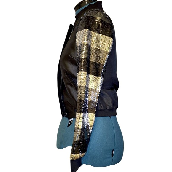 Sachin and Babi Sequins Sleeves Bomber Jacket NYE Party Glam Squad Size Small - Picture 4 of 7